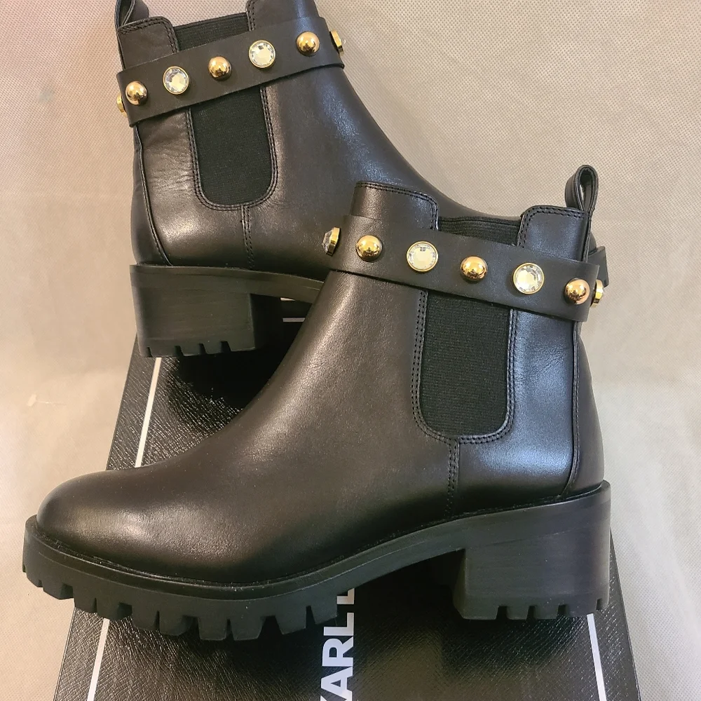 Karl Lagerfeld Paris Women’s Porshay Lug Sole Bootie in Black Sz 8.5 & 9 - Picture 3 of 9